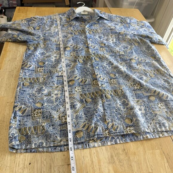 Go Barefoot Hawaiian Shirt Popover Reverse Floral Print Short Sleeve Cotton Med - Picture 10 of 11